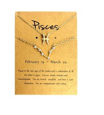 2Pcs 12 Constellation Zodiac Sign Layered Choker Necklaces Letter Astrology Horo