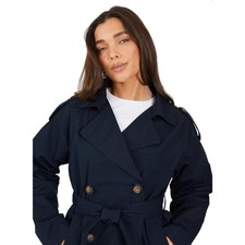 Brave Soul Womens Double Breasted Trench Coat Ladies Belted Jacket