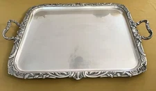 LARGE serving tray ERCUIS REGENCY model silver metal 67x48 cm table