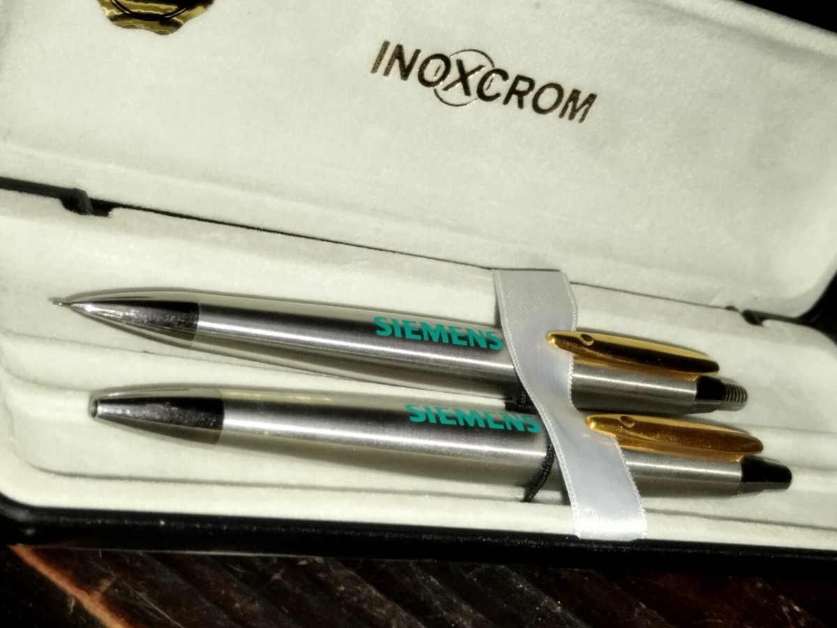 VINTAGE INOXCROM GOLD 23'6 KTS BALLPOINT & PEN SIEMENS AD VINTAGE INOXCROM GOLD 23'6 KTS BALLPOINT & PEN SIEMENS AD