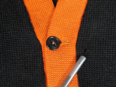 Vintage 1940s Fort Lee H.S. Wool Varsity Cardigan Sweater Black