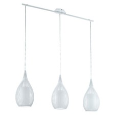 Image of Pendant Light Colour White Steel Shade White Satin Glass Steel Bulb E27 3x60W