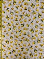 Tossed Lemons Timeless Treasures Fabric fruit cd3444 cream small yellow lemons