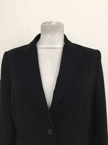 Jaeger Women's Jacket Size 10 Black Collared Lined Faux Pockets Short New F1 - Picture 5 of 13