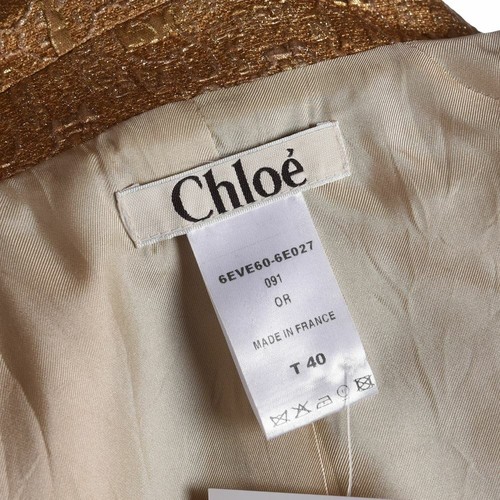 Unico Manica Taglia Uk Oro Seta Corta Giacca Cg Chloe 240 Bottone 40 12 gXInw