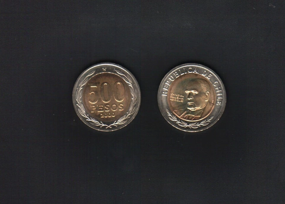 Chile 500 PESOS KM235 2000 x 1 Piece "Bimetal" Chilean UNC Millennium Money COIN - Image 3 of 3