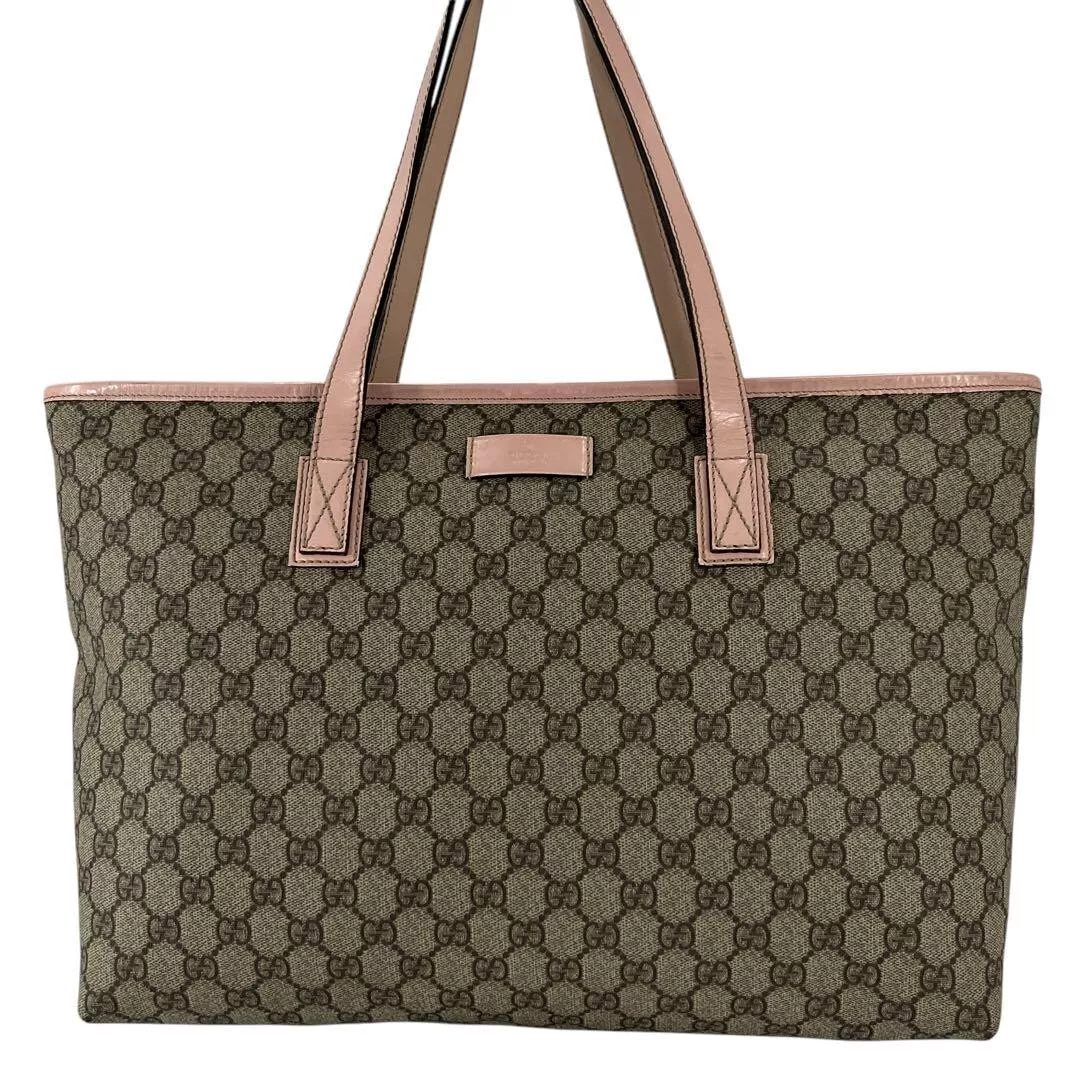 Sac fourre tout GUCCI GG Supreme sac à bandoulière beige rose authentique 250125
