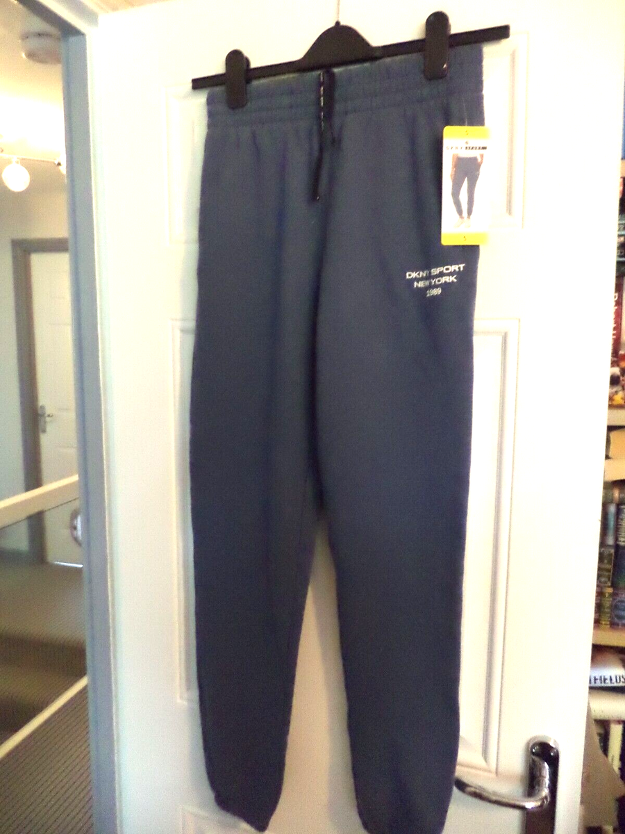 BNWT NEW DKNY SPORT designer COTTON Jogging Bottoms UK Size SMALL womens  blue