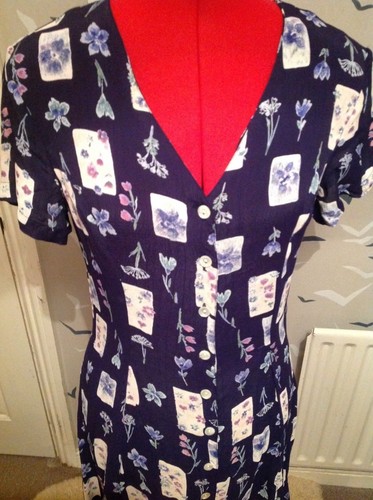 Stunning Vintage MONSOON tea dress, 8/ 10, 36, vgc, 80s, 37" L, 36" bust, 30" w. - Picture 3 of 7