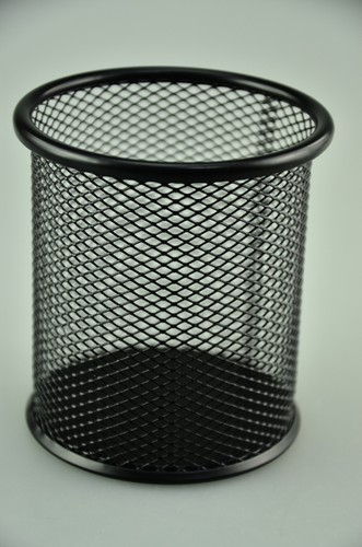 2 x metal pen pencil brush case pot holder for desk, table