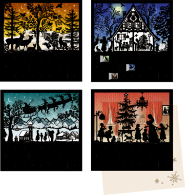 Coppenrath Mini Adventskalender 15 x 15 cm groß Postkarte 4 verschiedene Motive