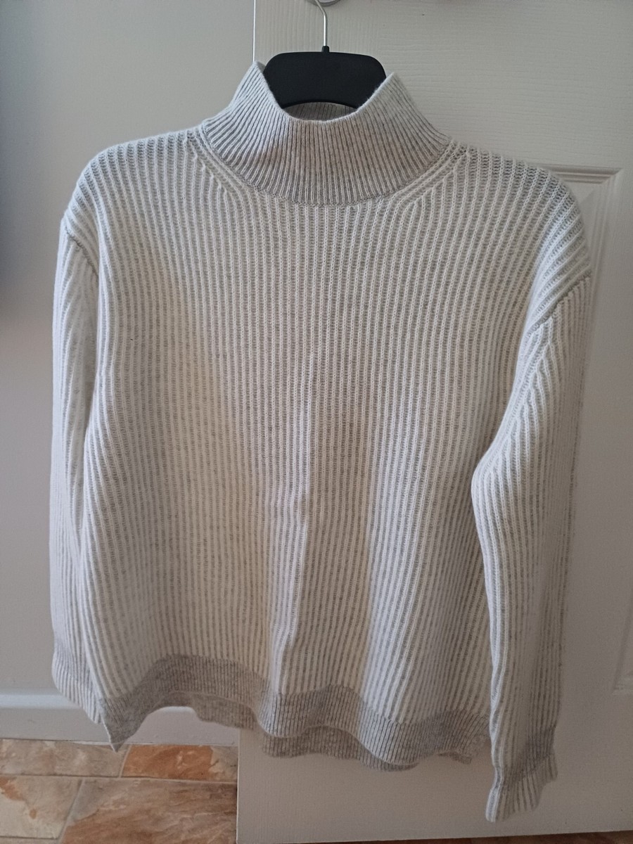 ESISTO, 100%CASHMERE Turtleneck,Size L,Grey,Quality Cashmere