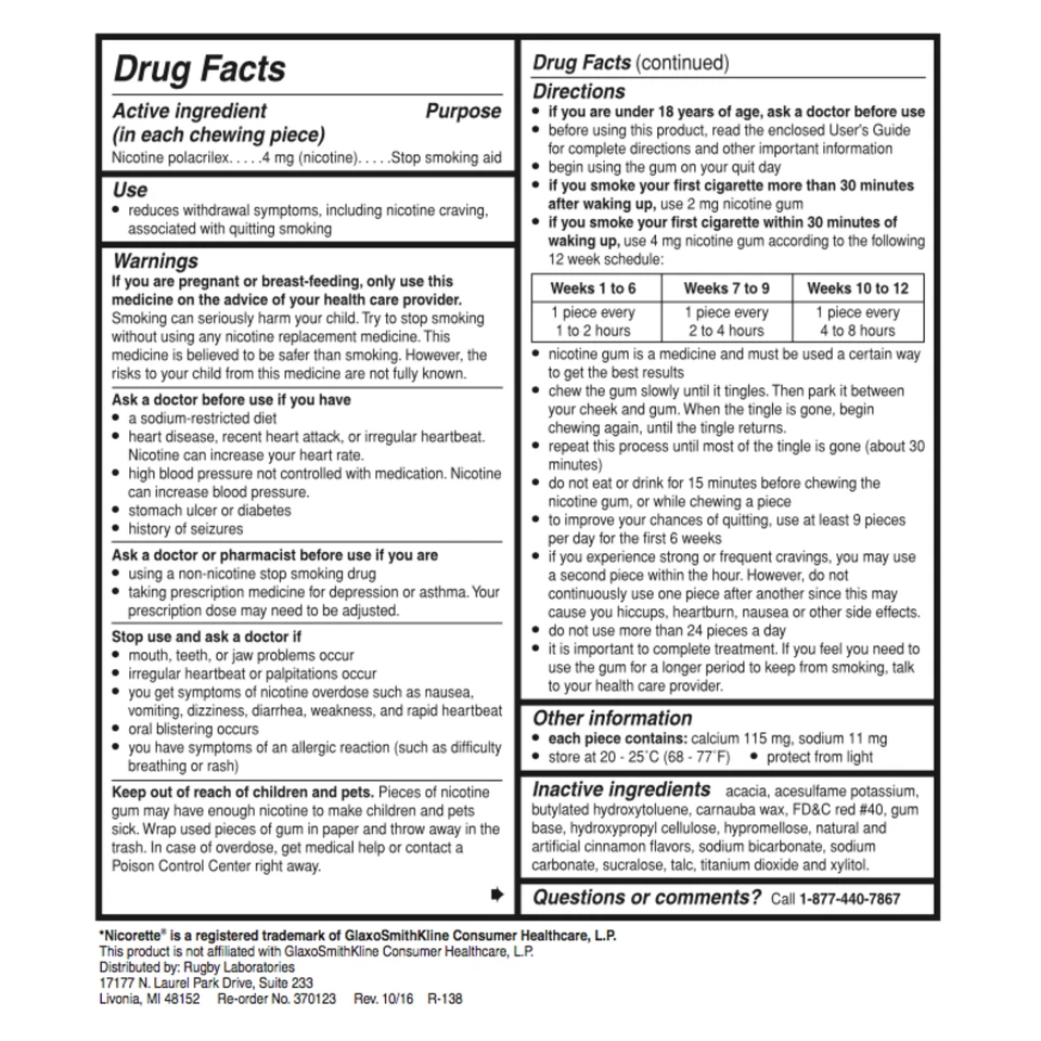 Goma Rugby Nicotina 4mg Canela Recubierta 6 cajas 600 piezas Foto 2 de 2