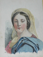 DESSIN ANCIEN XIX ème MORLAIX JEAN LOUIS NICOLAS MAITRE VERRIER DESSIN AQUARELLE