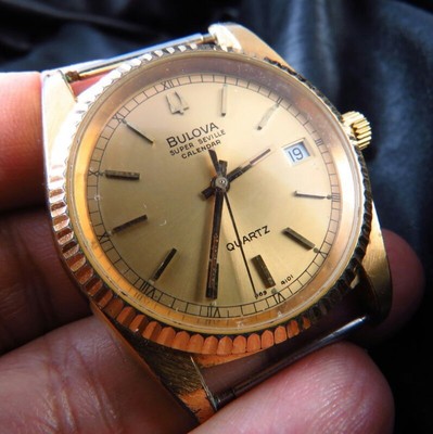VINTAGE BULOVA SUPER SEVILLE CALENDAR QUARTZ MEN WATCH | eBay