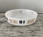 Vintage MCM Federal Atomic Harlequin Milk Glass Serving Dish Bowl Black Gold