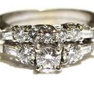 GIA 14k white gold 1.31ct round diamond engagement ring wedding band 7.4g 7 set — photo 2