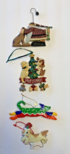 Lot Of 4 Christmas Dog Ornaments Resin Hanging Pet Lover Cat Dogs Santa