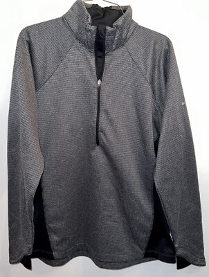 Columbia Women XL Optic Got It  Quarter Zip Pullover Top Micro Stripe Gray Black
