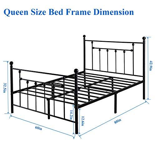Queen Size Metal Platform Bed Frame With Headboard And Footboard Heavy Duty Slat