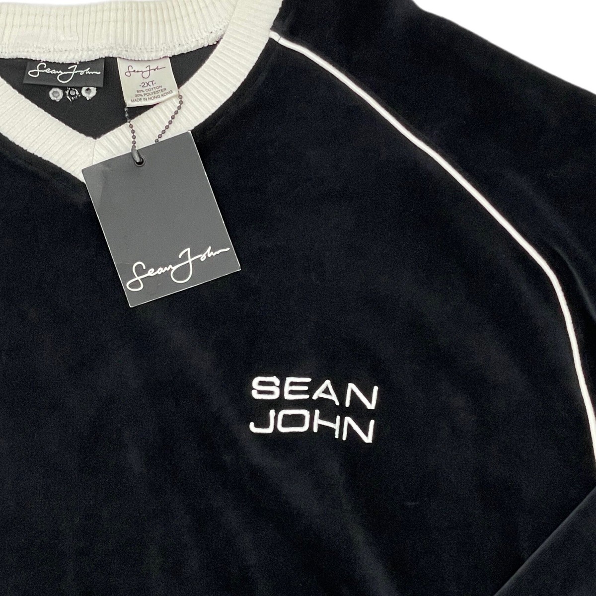 NWT Vintage 90s Sean John Velour Pullover Sweatshirt Black NWT Vintage 90s Sean John Velour Pullover Sweatshirt Black