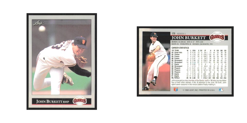 1992 Leaf John Burkett Giants #179.0 - Image 3 of 3