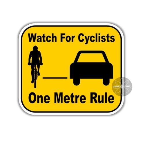 Watch for cyclists one metre rule bike safety Australian / British vinyl sticker - Picture 1 of 5