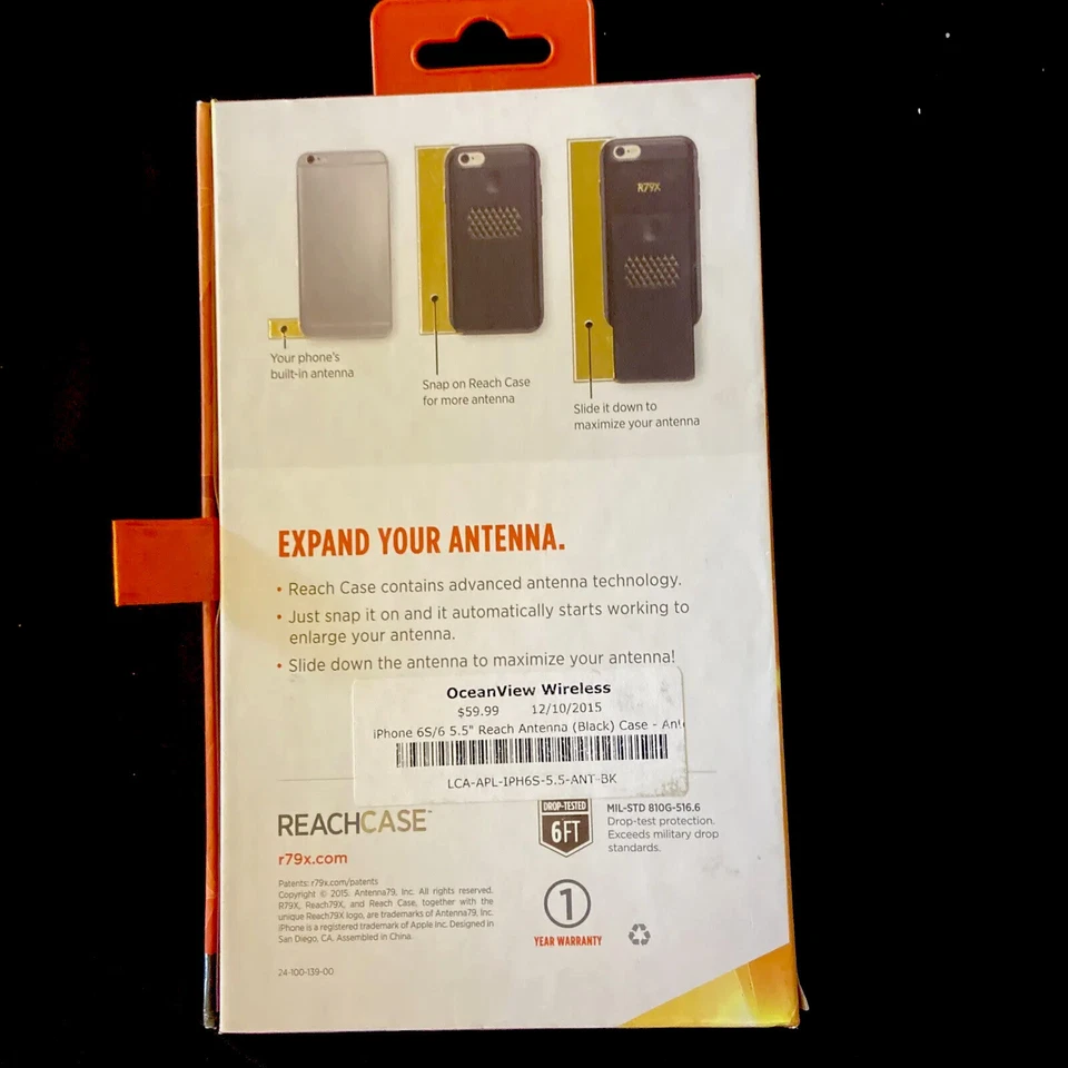 ReachCase Antenna Signal Extender Impact Absorbing Black Case For iPhone 6S Plus Foto 4 de 4