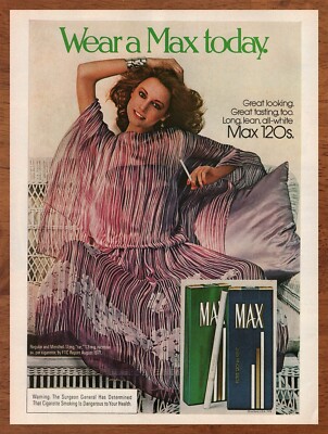 1977 Max Cigarettes Vintage Print Ad/Poster Retro Style Fashion Bar Wall Art 70s