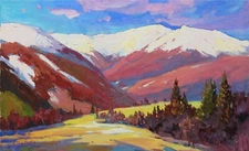 Mountains painting IMPRESSIONISM Original artwork Oil on canvas by A. Onipchenko