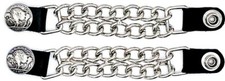 2 BUFFALO NICKEL DOUBLE MOTORCYCLE BIKER CHAIN VEST EXTENDERS MADE IN USA