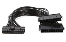 Dual PSU Power Supply 24 Pin Adapter Cable for ATX Motherboard 18AWG - 1FT