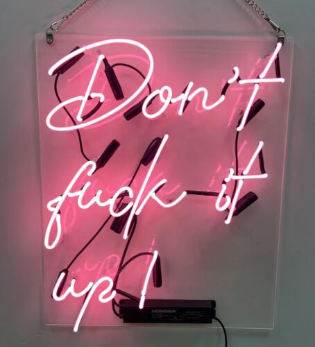 14 Zoll x 17 Zoll Pink Don't Fvck It Up! Glas Kunstwerk Neonlicht Schild Geschenk Dekor Bar - Bild 1 von 1