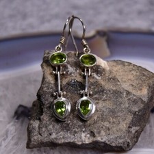 Peridot Ohrring, 925er Silber, Edelstein Ohrring (3565), Edelsteinschmuck