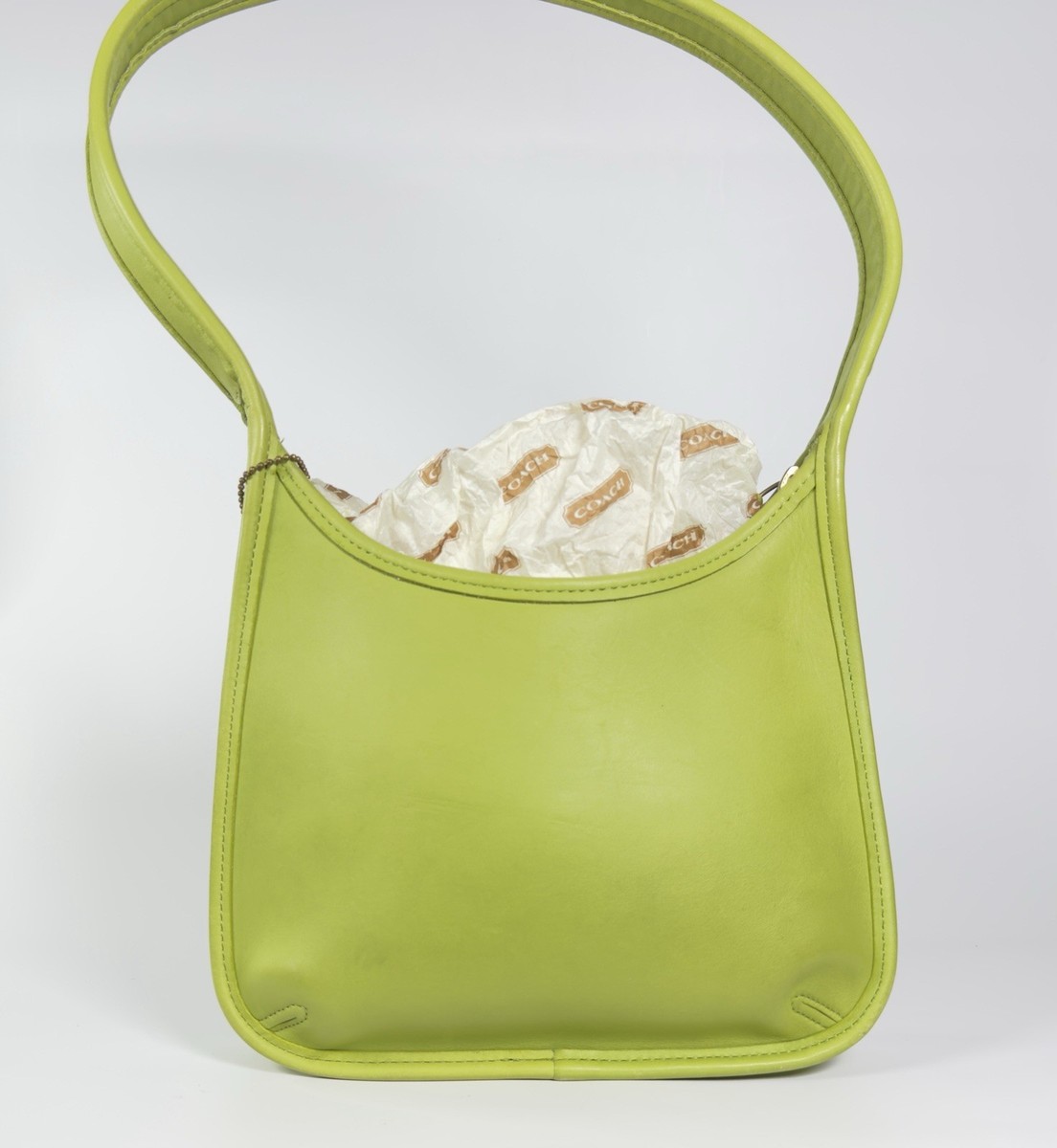 Vintage Coach Ergo Zip 9020 Kiwi Green Leather Bag USA 1997