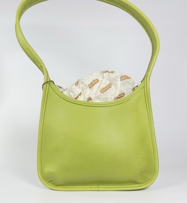 Vintage Coach Ergo Zip 9020 Kiwi Green Leather Bag USA 1997 Original Tissue