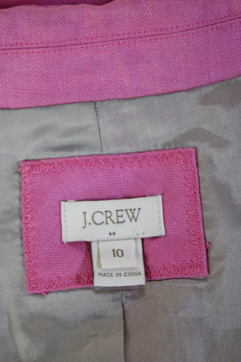 J Crew Women Collared Button Solid Linen Blazer L… - image 7