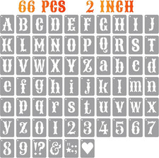 66 Pcs 2 In Alphabet Letter Stencil Kit, Reusable Plastic