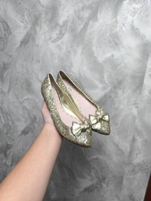 Rare Miu Miu Glitter Flats Gold Women's Shoes Size 39