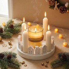 Silicone Epoxy Resin Wax Molds European Style House Candle Holder Xmas DIY Kit