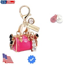 Pink 3D Pink Handbag Lobster Clasp Charms Pendants with Pouch Bag 1 piece
