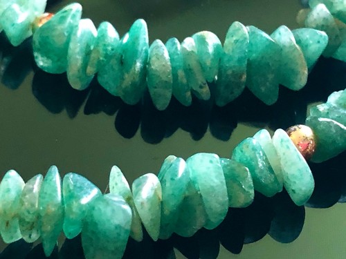 VTG 90s Long Aventurine Nugget Bead Wooden Mallard Duck Statement Necklace 28" - Picture 4 of 9