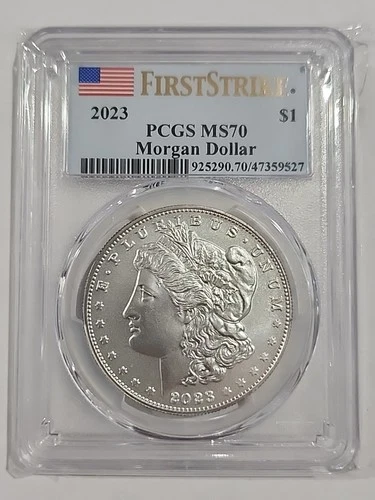 2023 $1 Morgan Silver Dollar PCGS MS70 FS Flag Label