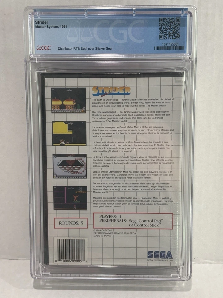 Strider Sega Master System SMS CGC Graded 9.4, A++ Sealed US UPC Rare Brand New - Image 2 of 4