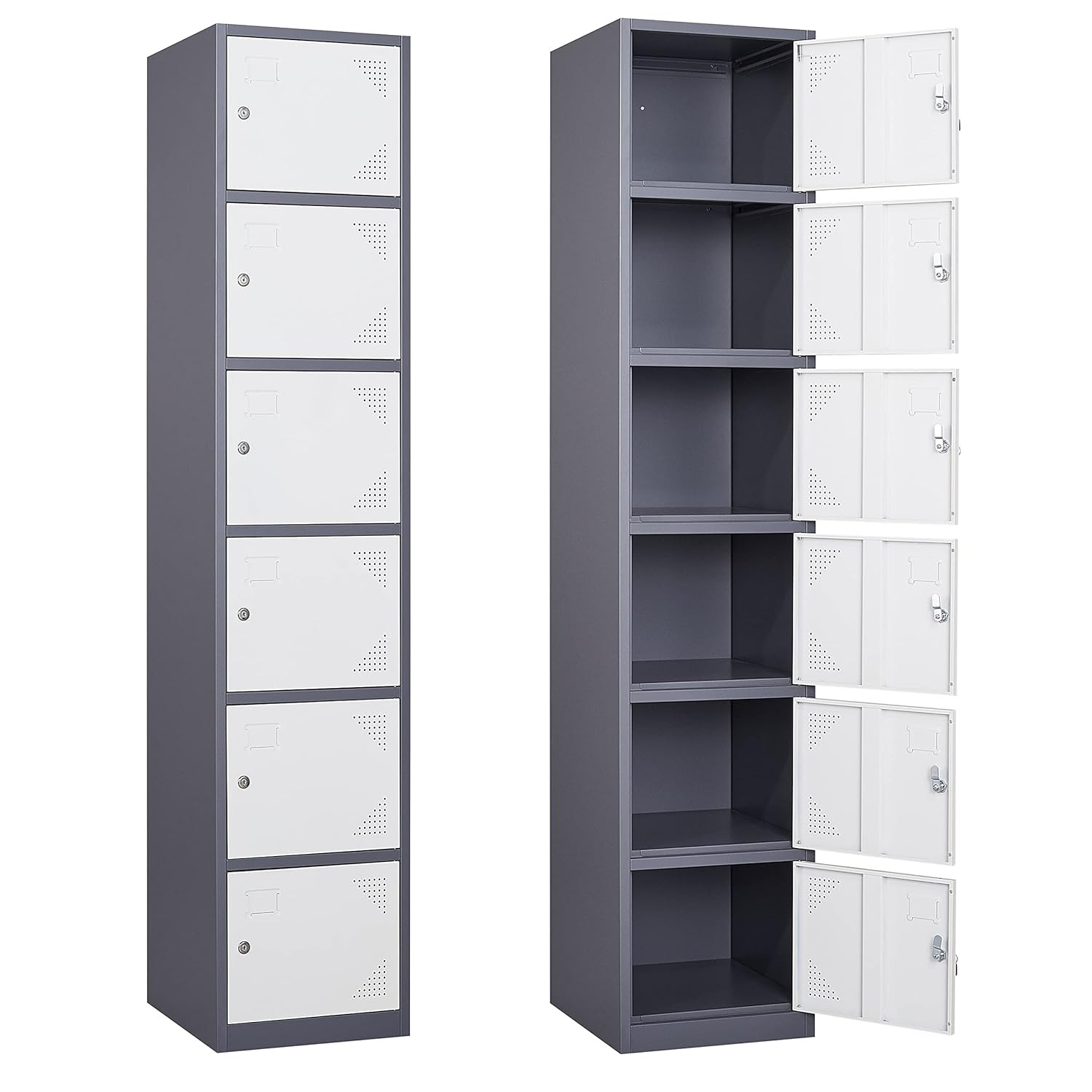 Yizosh Metal Locker with 6 Doors, Tall Steel Storage Lockers