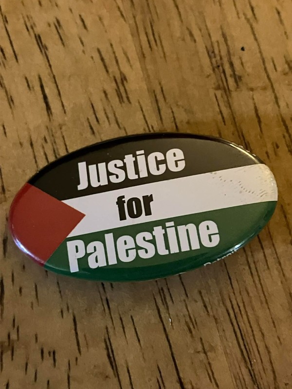 justice for Palestine pinback button--1.75 inch