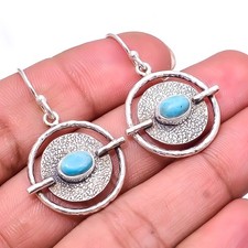 Larimar Gemstone 925 Sterling Silver Earring 1.56", Christmas Gift E2489