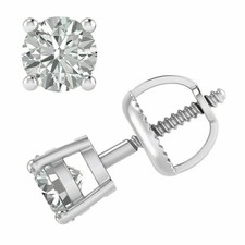 2Ct Round Cut Lab Created Diamond Solitaire Stud Earrings 14K White Gold Plated
