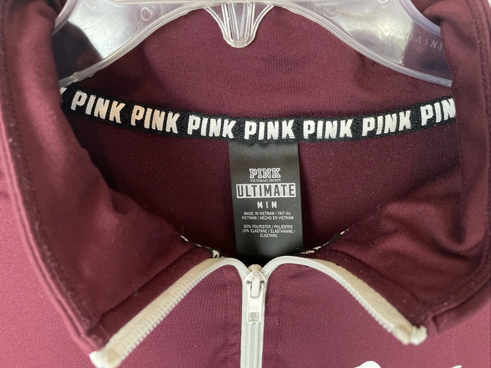 Pullover Victoria's Secret ROSA MED ULTIMATE 1/4 Cremallera Manga Larga Gris Borgoña Foto 2 de 4