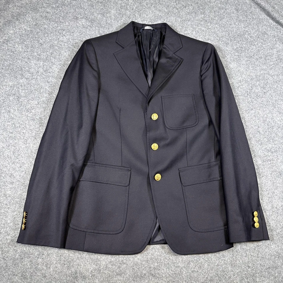Blazer Brooks Brothers Juvenil 14 Azul Marino Loro Piana Super 120s Lana Dorado Botones Foto 2 de 4